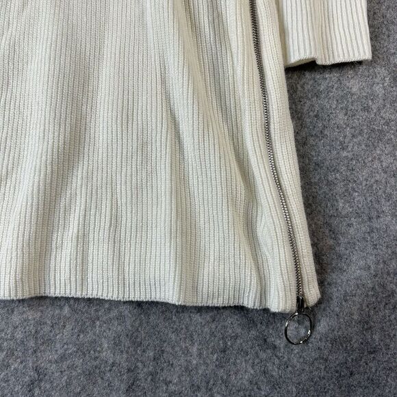 Bar III Sweater Dress Womens Medium Turtle Neck Sheath Zip Side White - Picture 3 of 8